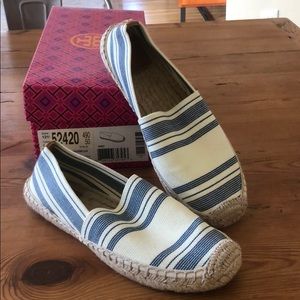 Tory Burch Striped Elastic Espadrille Stripe Flats